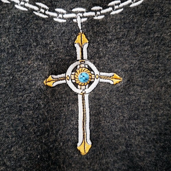 Grey Cross with Turquoise Gem Stone - Small - Picture 3 of 5